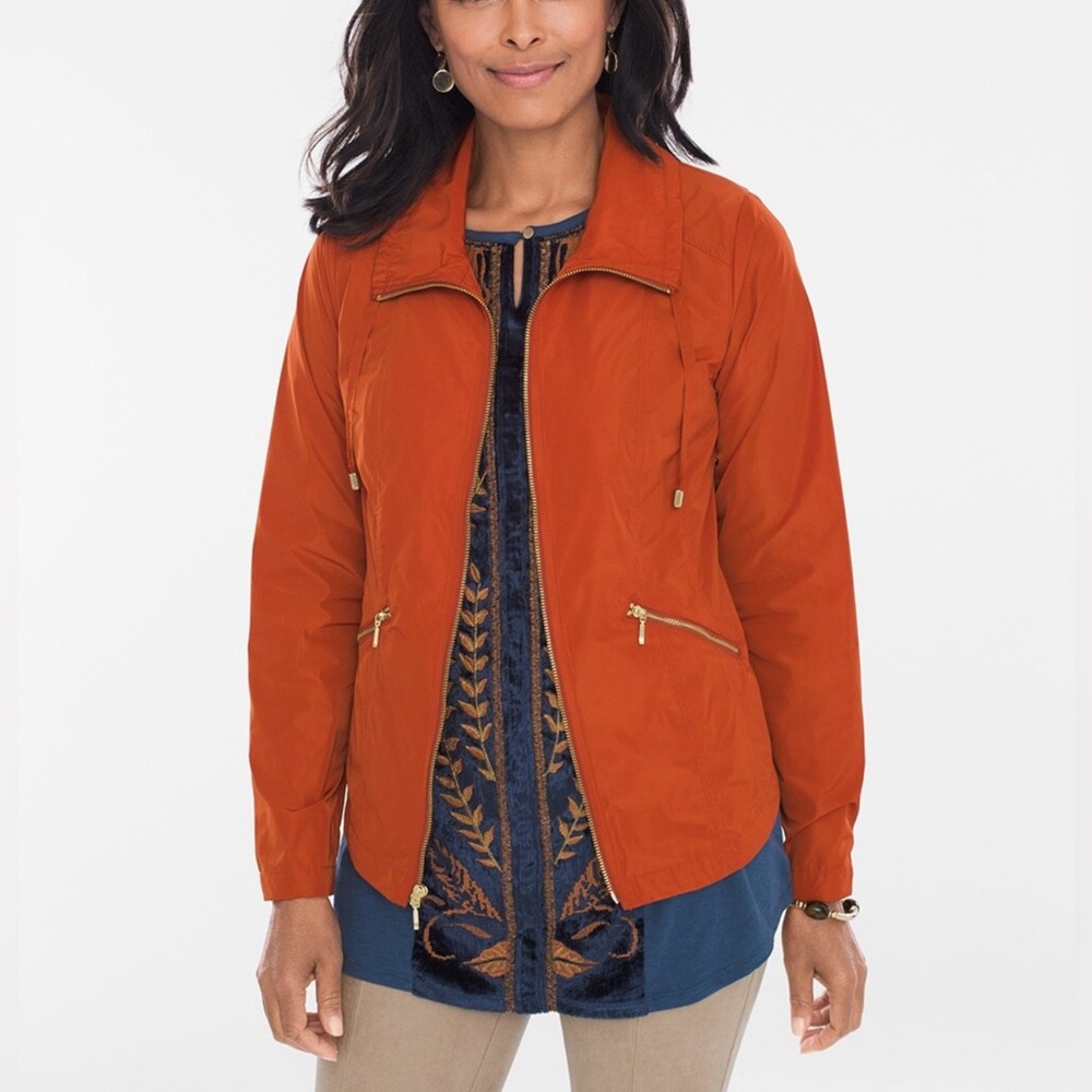 Chico Zenergy Paneled Zipper Jacket  SZ XL/16 Color Russet Orange NWT